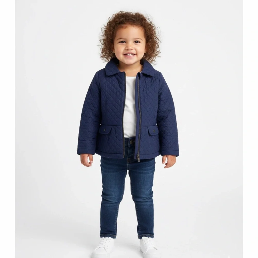 Gymboree Navy‎ Quilted Jacket Girls Size 5/6 Lightweight Zip Up Coat